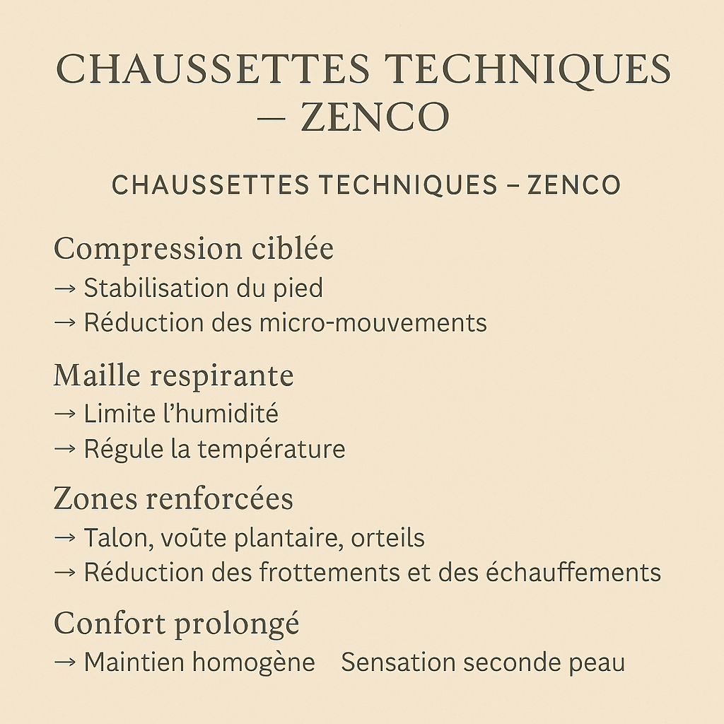 Chaussettes Techniques ZENCO - Maintien & Compression légère